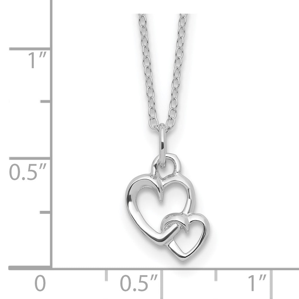 Sterling Silver RH-plated Intertwined Heart 16in w/2in ext Necklace
