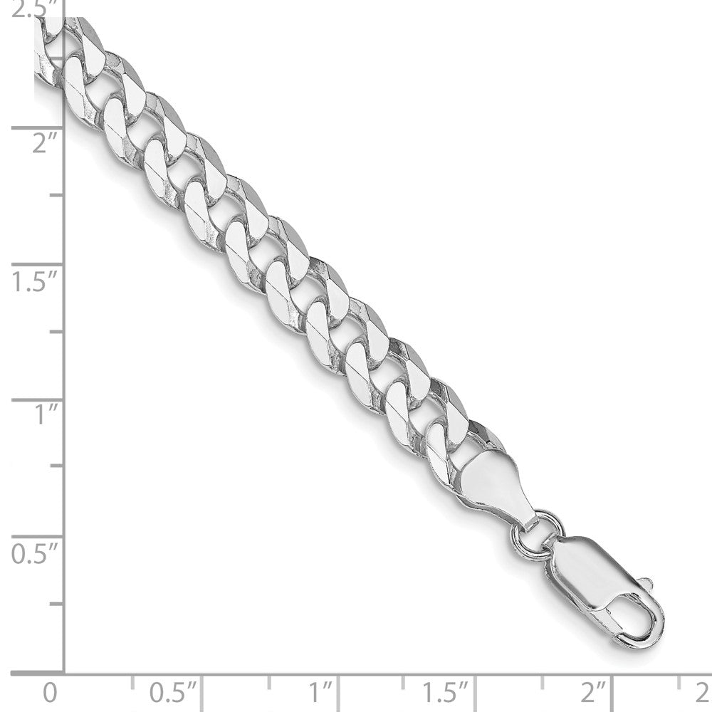 Sterling Silver Rhodium-plated 7mm Beveled Curb Chain 9 inches