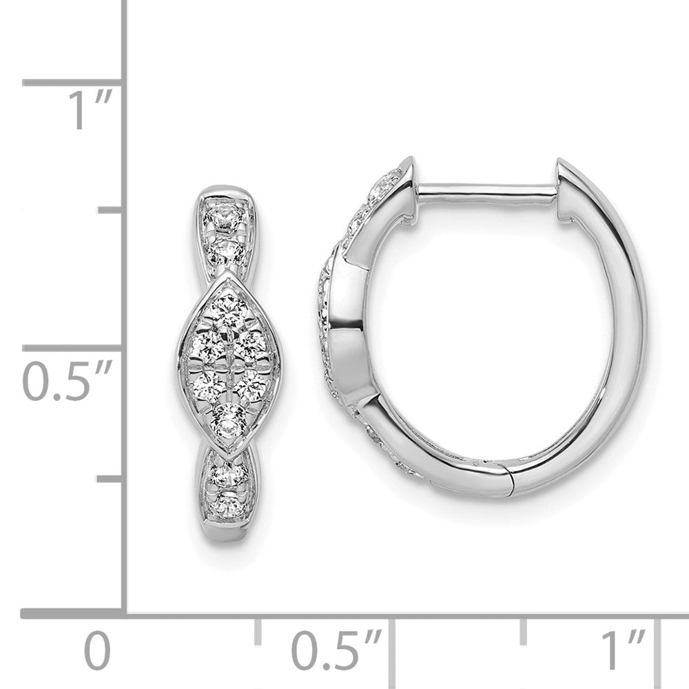 True Origin 14k White Gold 1/3 carat Lab Grown Diamond VS DEF Hinged Hoop Earrings