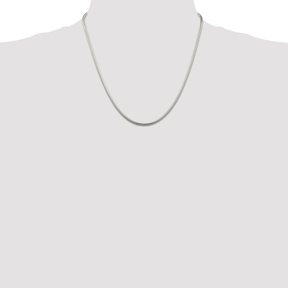 Sterling Silver Rhodium-plated 2mm Snake Chain