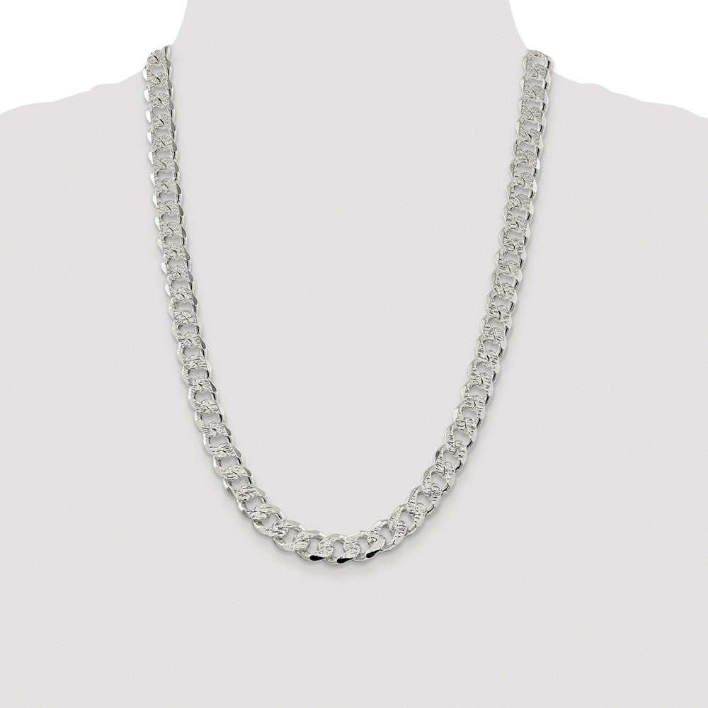 Sterling Silver Rhodium-plated 11.0mm Pav‚ Curb Chain
