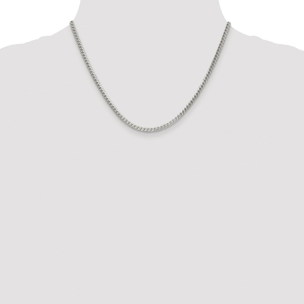 Sterling Silver Rhodium-plated 3.1mm D/C Square Franco Chain