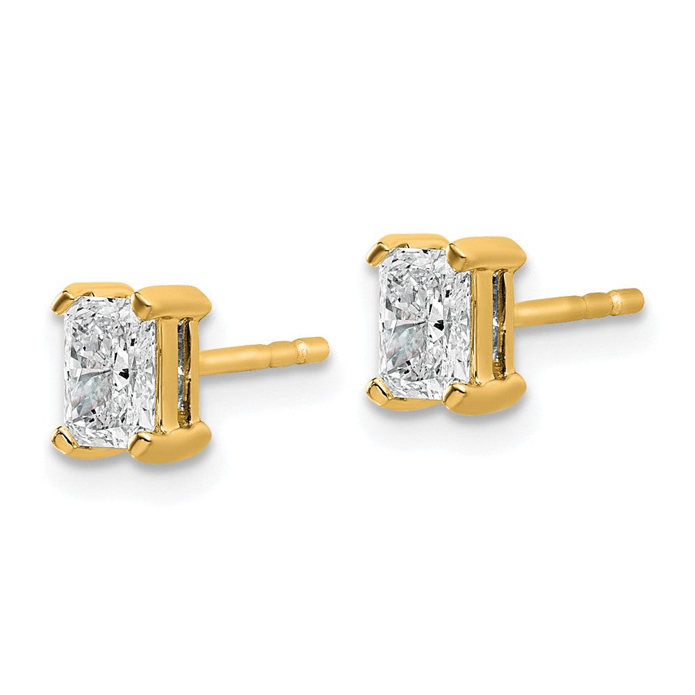 14k Yellow Gold 3/4 ctw Lab Grown Diamond VS/SI+ G+ Radiant 4 Prong Heavy Wt. Stud Earrings