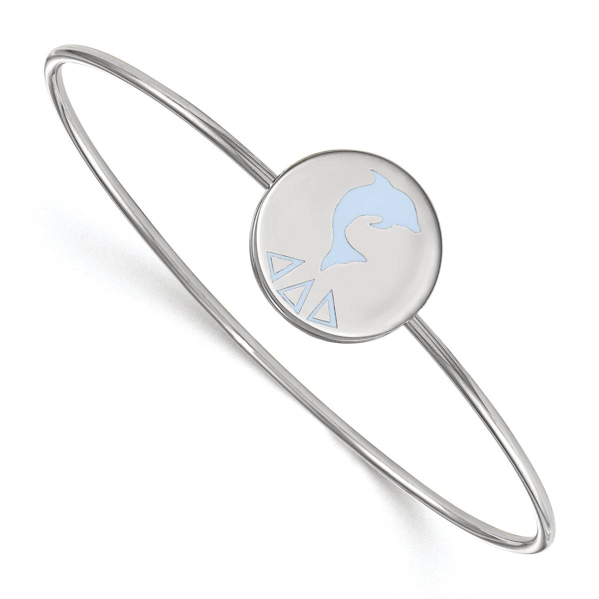 LogoArt Sterling Silver Rhodium-plated Delta Delta Delta Enameled Slip-on Bangle