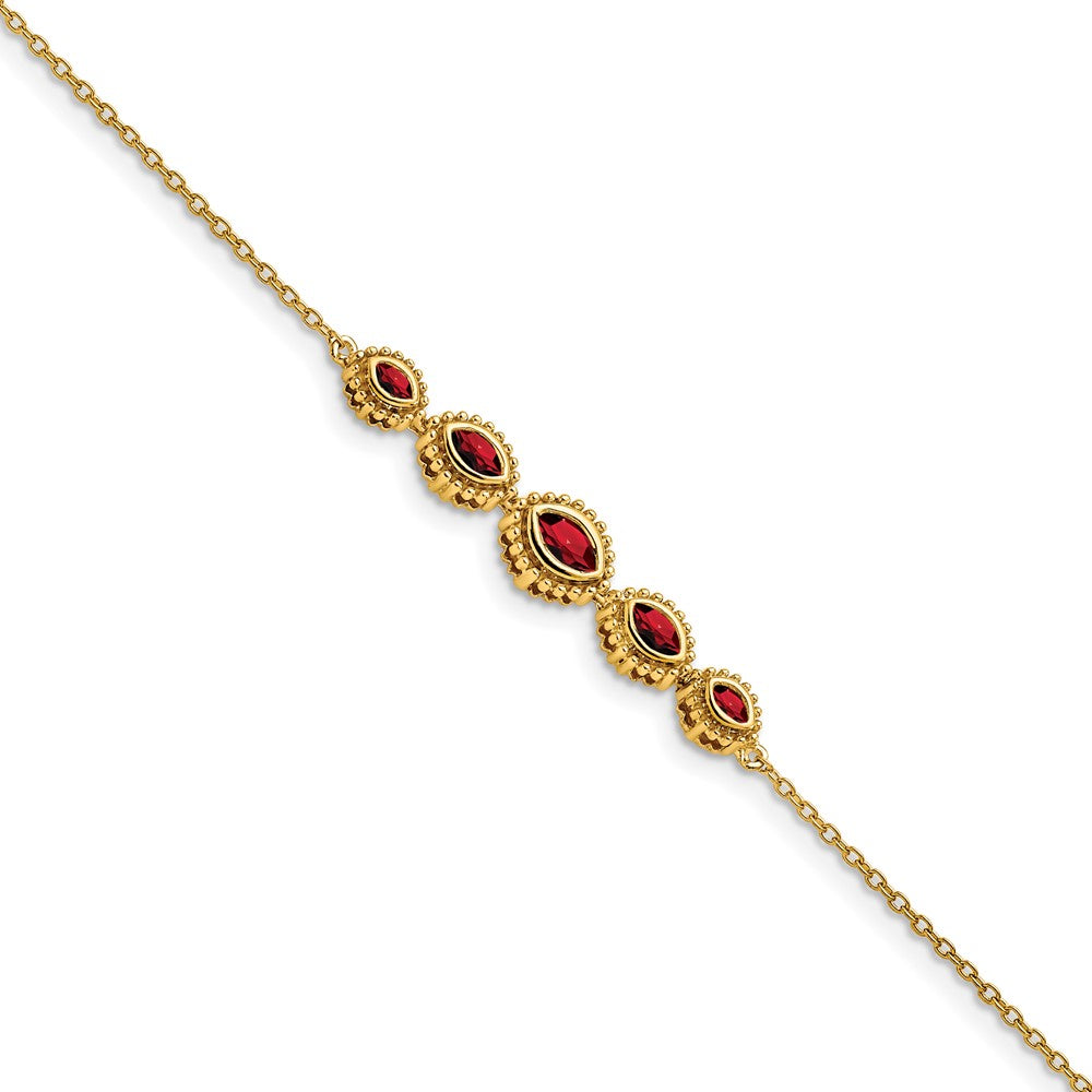 14k Marquise Garnet Bangle 7 inches