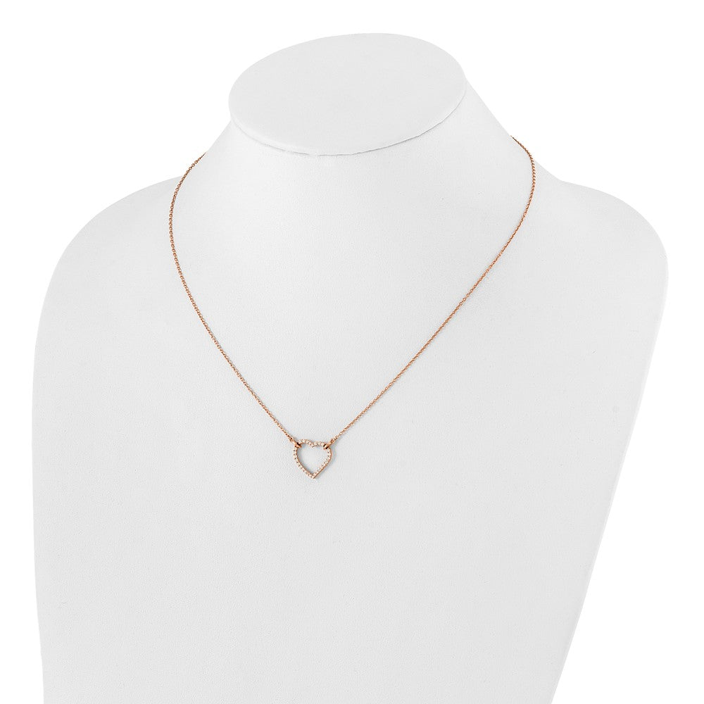 14k Rose Gold Diamond Heart Necklace