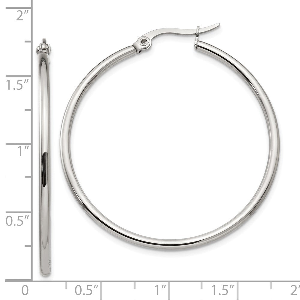 Stainless Steel Polished 40.5mm Diameter Hoop Earrings
