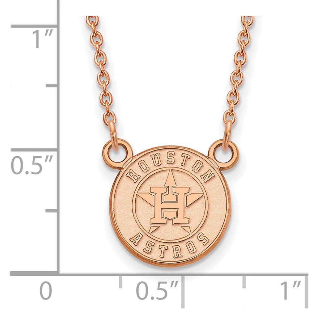 Sterling Silver Rose Gold-plated MLB LogoArt Houston Astros Small Pendant w