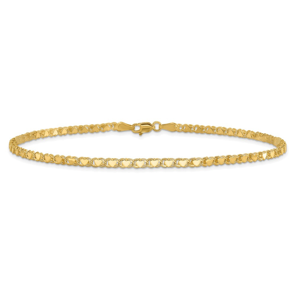 14k Polished Double-Sided Heart 6 inch Childs Bracelet