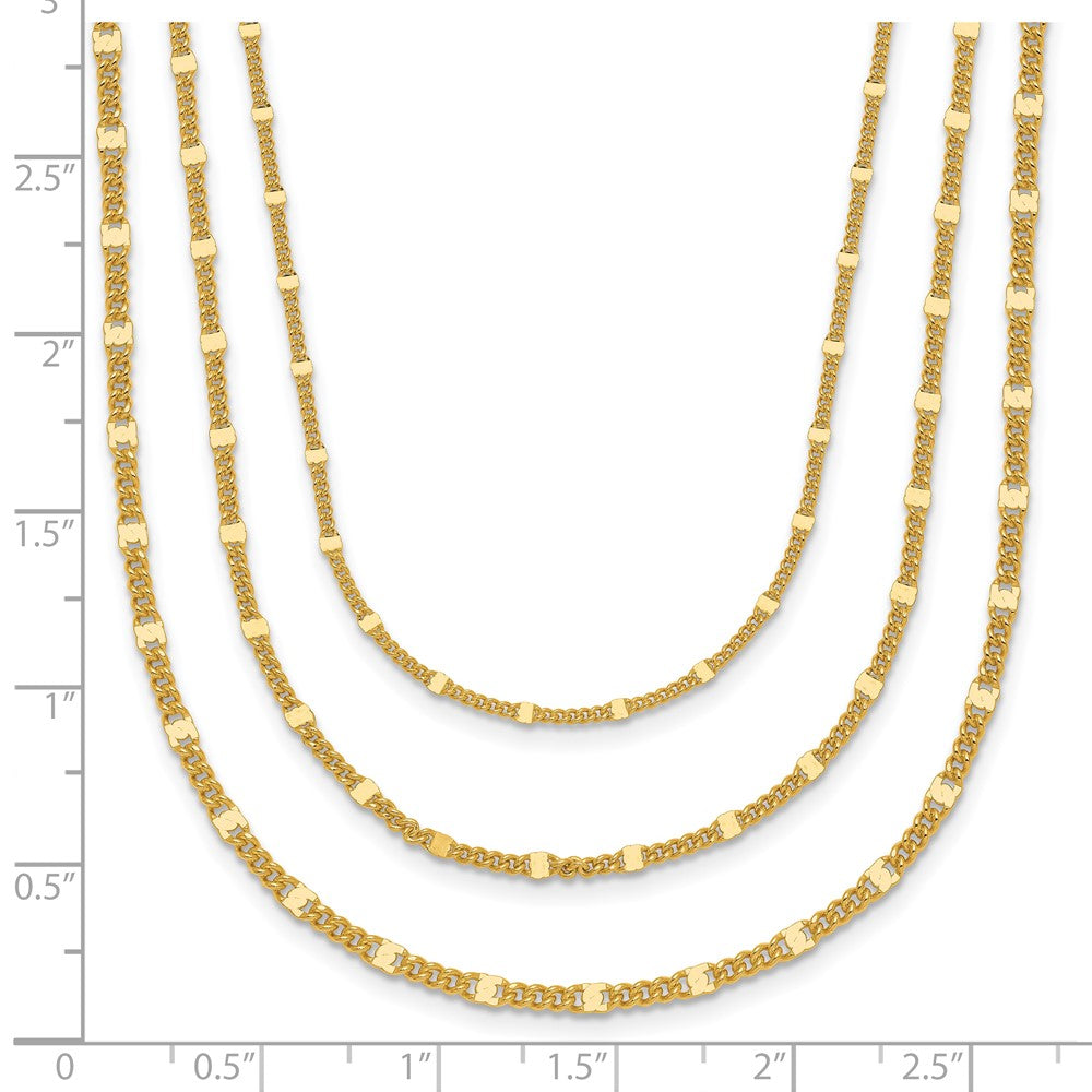Sterling Silver Gold-tone Multi-strand with 1.5in ext. Necklace