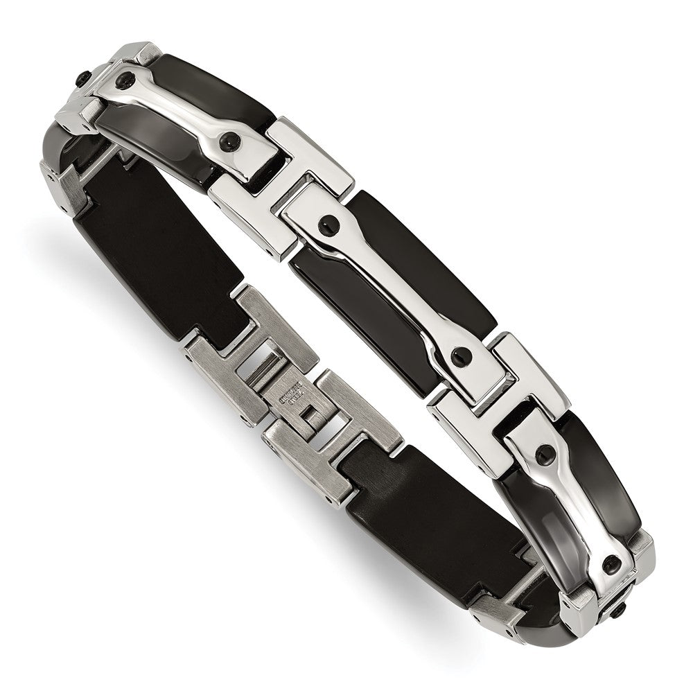 Stainless Steel Polished Black IP-plated 9in Bracelet 9 inches