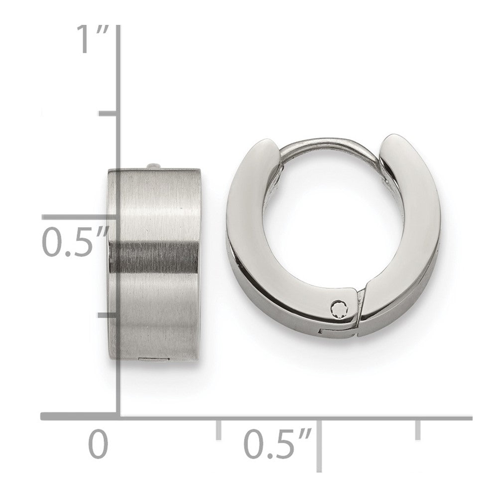 Stainless Steel Brushed and Polished 6mm Hinged Hoop Earrings