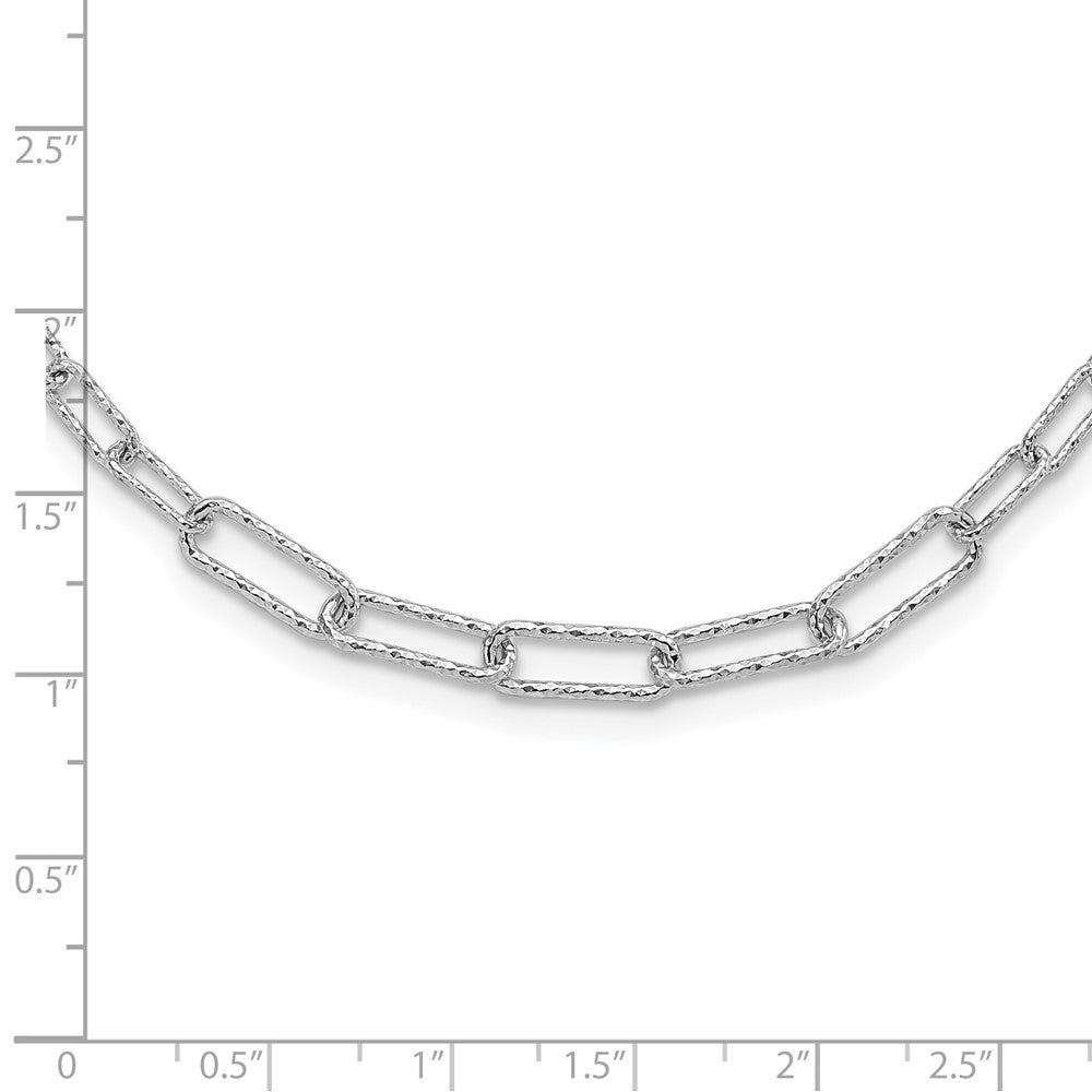 Sterling Silver RH-plated Diamond-cut with 2in. ext Link Necklace
