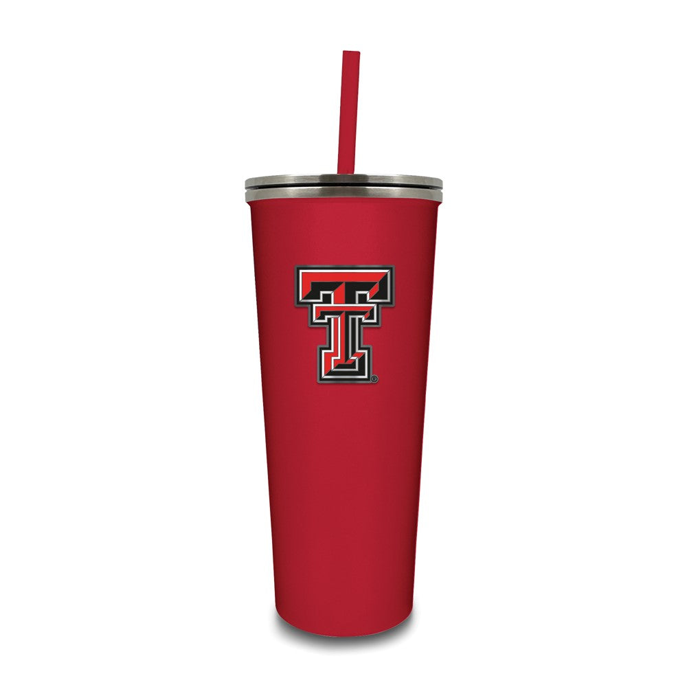 Texas Tech Stainless Steel 24 ounce Skinny Tumbler with Straw
