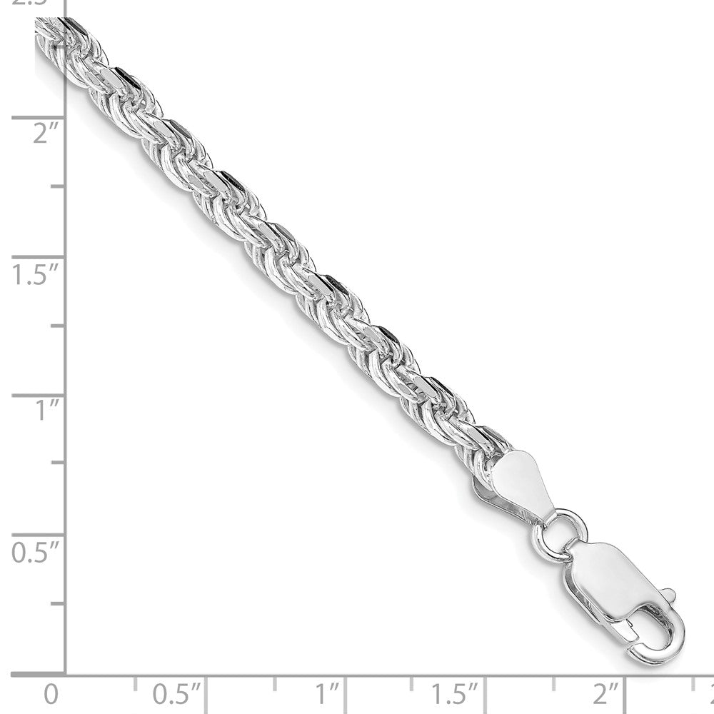 Sterling Silver Rhodium-plated 4.25mm Diamond-cut Rope Chain 8 inches