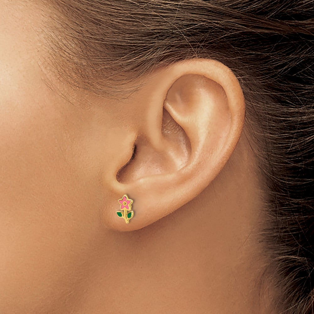 14K Madi K Polished Enameled Flower Post Earrings