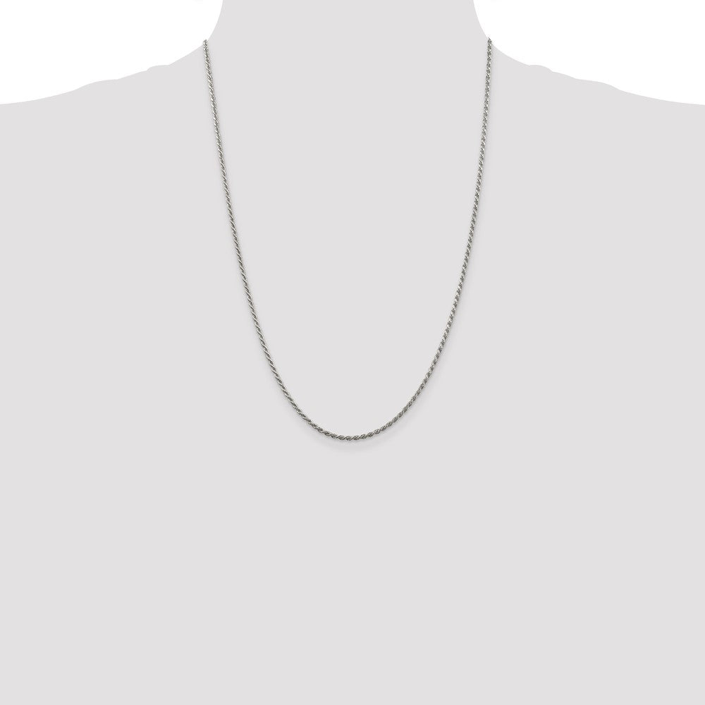Sterling Silver 1.85mm Diamond-cut Rope Chain 24 Inches