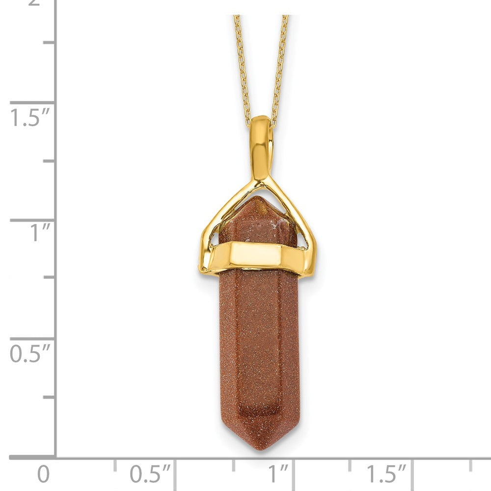Sterling Silver Gold-tone Goldstone Crystal 18in Necklace
