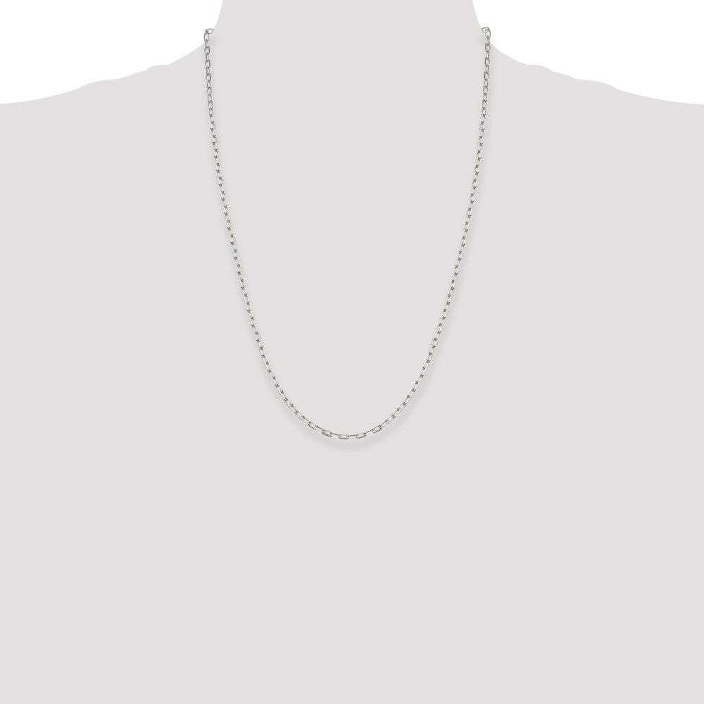 Sterling Silver 2.75mm Elongated Open Link Chain 24 Inches