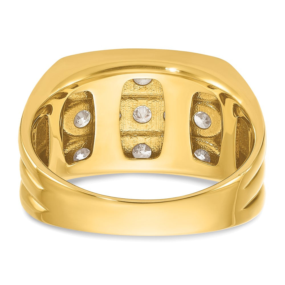 IBGoodman 14k 1 5/8 carat Lab Grown Diamond VS/SI+ G+ Complete Three Row Men's Ring