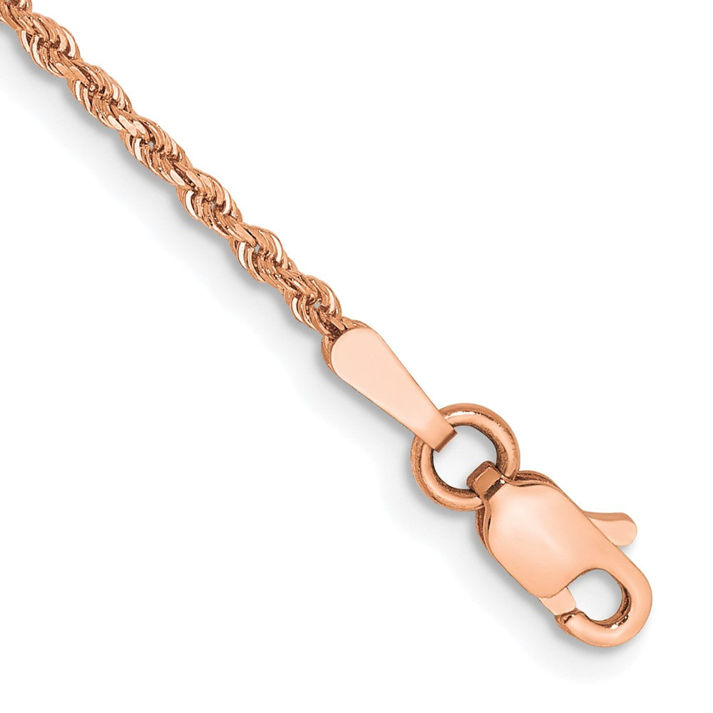 14K Rose Gold 8 inch 1.5mm Diamond-cut Rope with Lobster Clasp Chain 8 inches