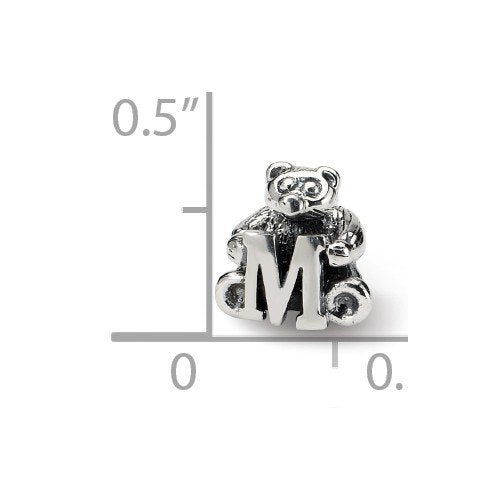 925 Sterling Silver Artisan Oxidized Reflections Teen Letter Name Personalized Monogram Initial M Bead Charm Pendant Nec