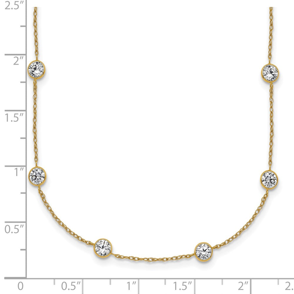 10k Polished Bezel-set Round CZ 14-Station 21.5 inch Necklace