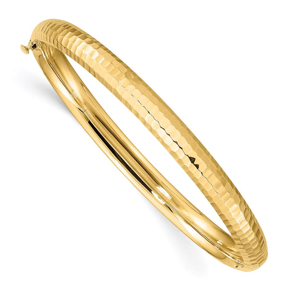 14k 3/16 Hammered Children's Hinged Bangle 6 inches