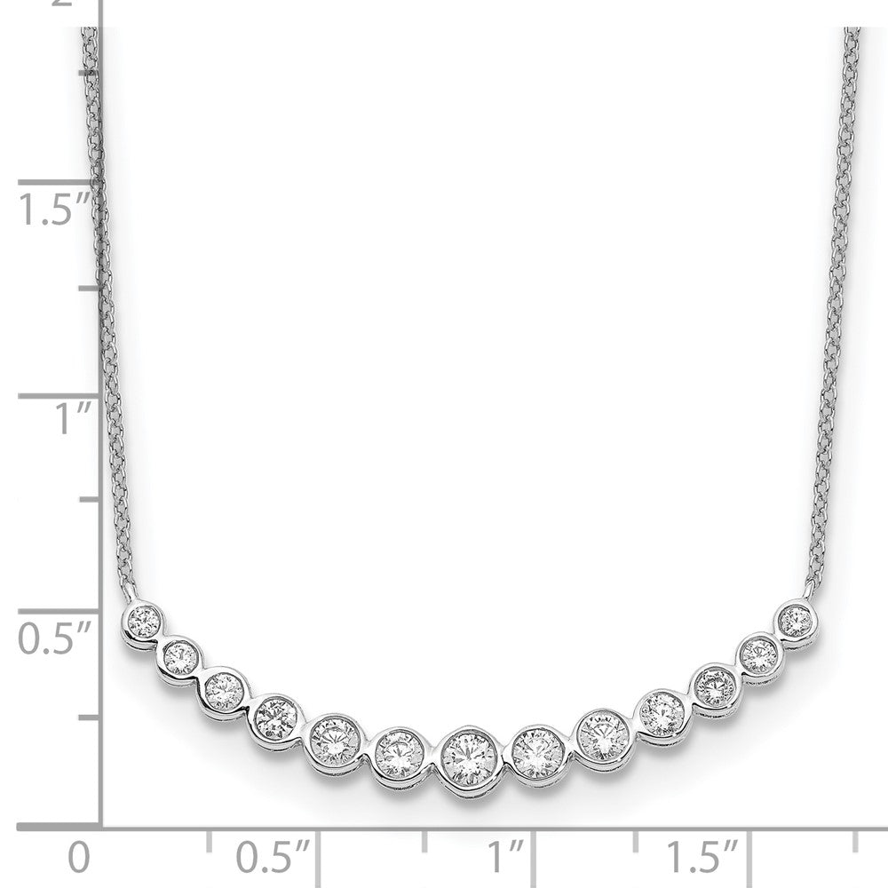 True Origin 14K White Gold 3/4 carat Lab Grown Diamond VS D E F 18 inch Graduated Curved Bar Necklace