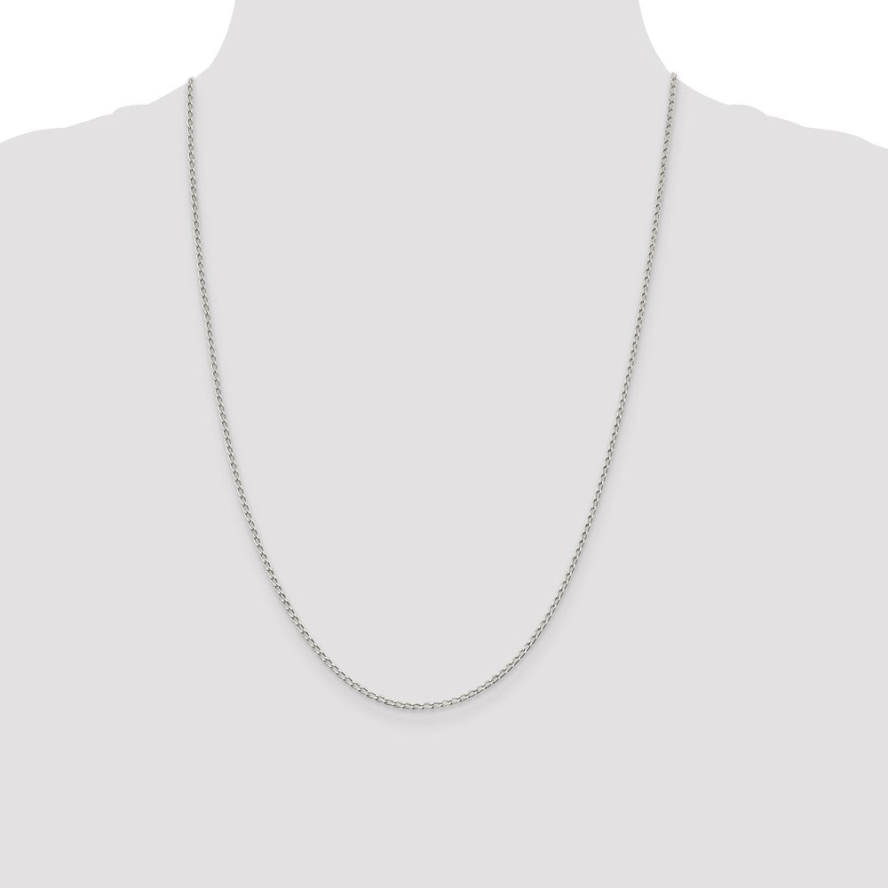 Sterling Silver 1.5mm Open Elongated Link Chain 24 Inches