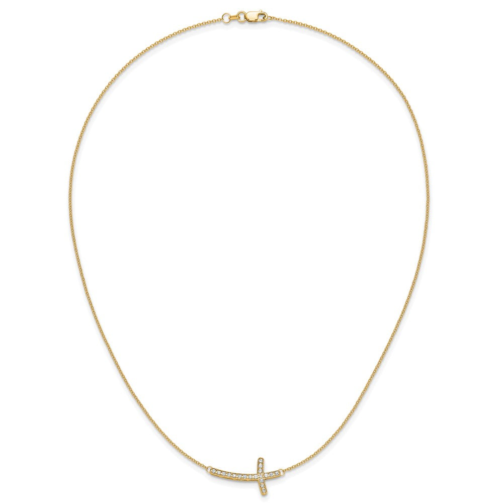 14k Diamond Sideways Cross 18in Necklace