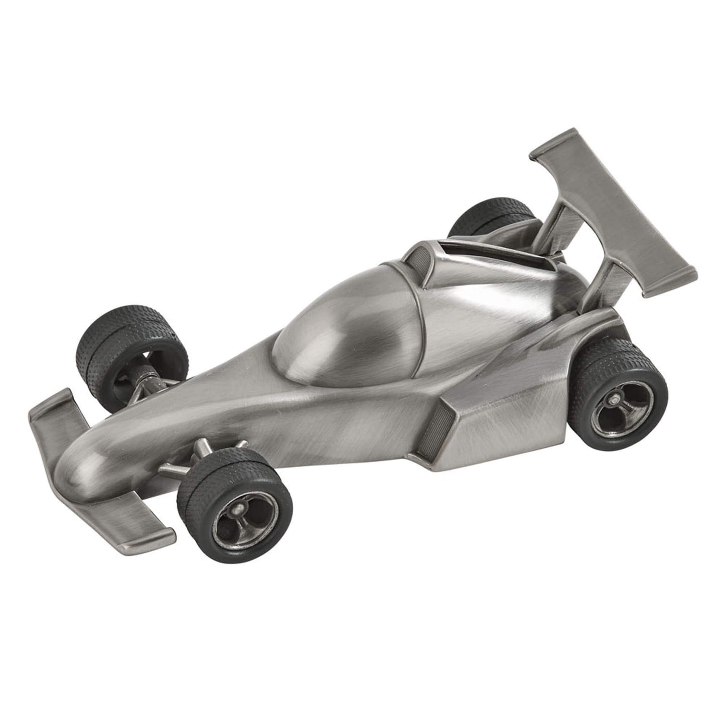 Contemporary Home Living 6" Silver Stainless Steel Race Car Design Coin Bank