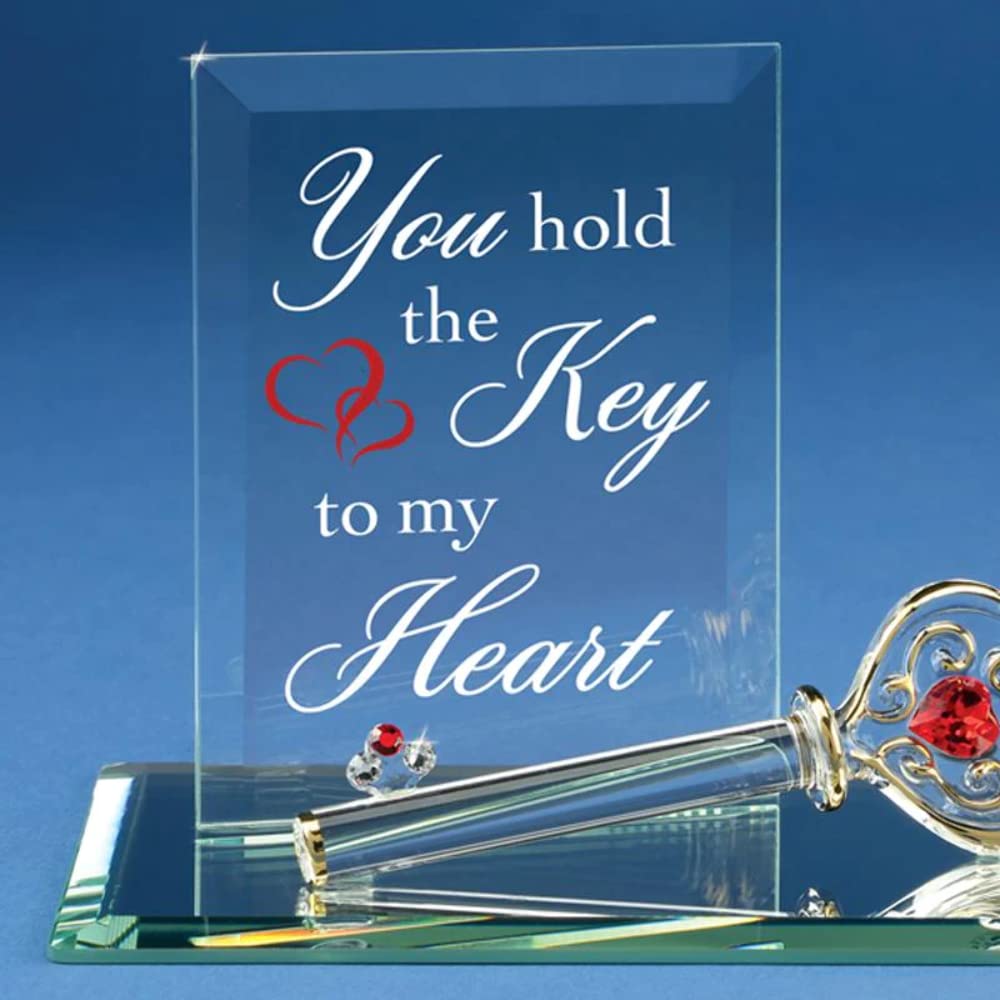 YOU HOLD THE KEY TO MY HEART with Red Crystal Handcrafted Glass Figurine Q-GP1126