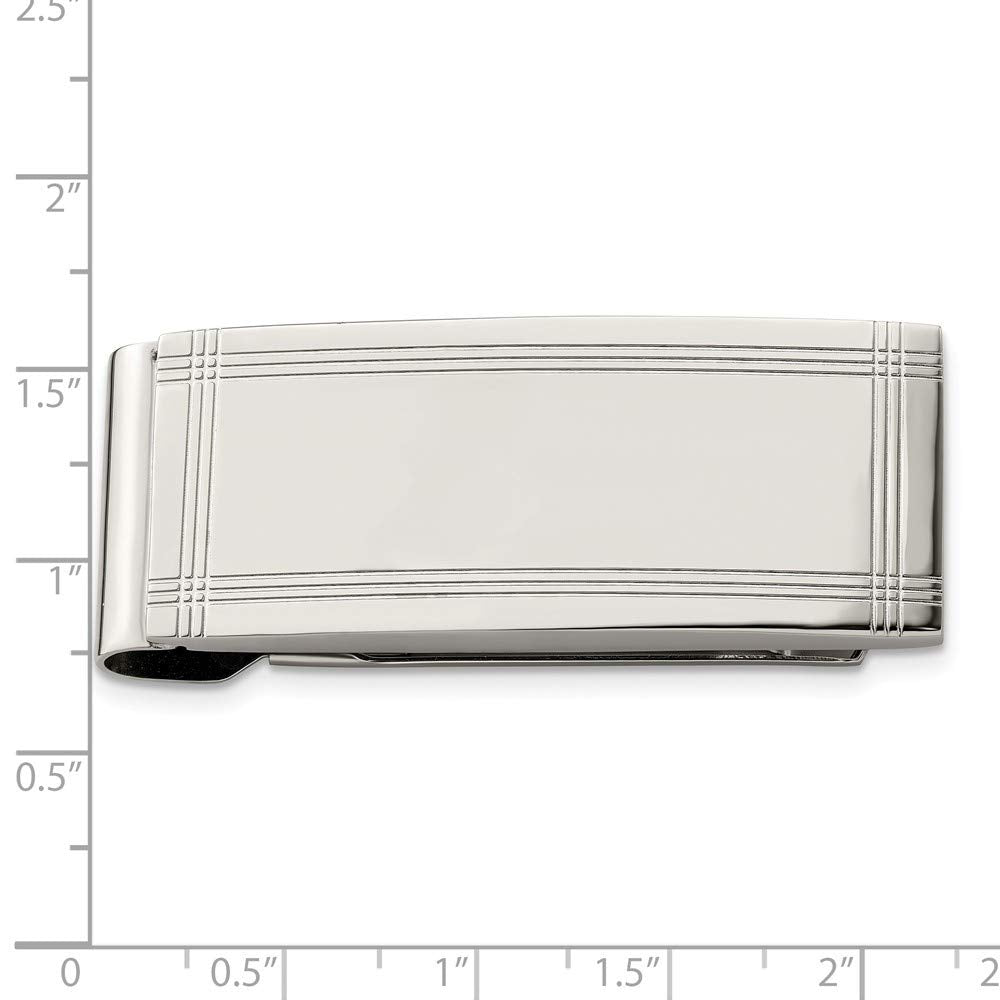 Chisel Stainless Steel Polished And Grooved Money Clip