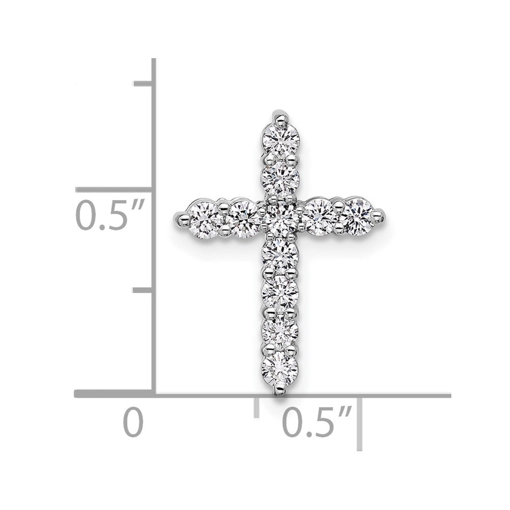 14k White Gold 1/2 carat Lab Grown Diamond VS/SI+ G+ Cross Chain Slide Pendant