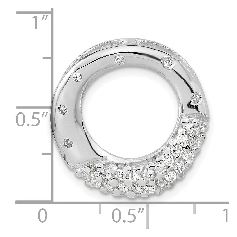 Sterling Silver Polished CZ Circle Slide Pendant