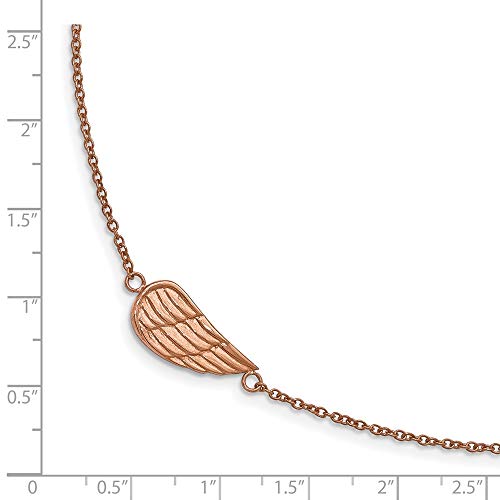 Stainless Steel Brushed/Polished Rose IP Angel Wing w/1.25in ext Bracelet 6.25 inches