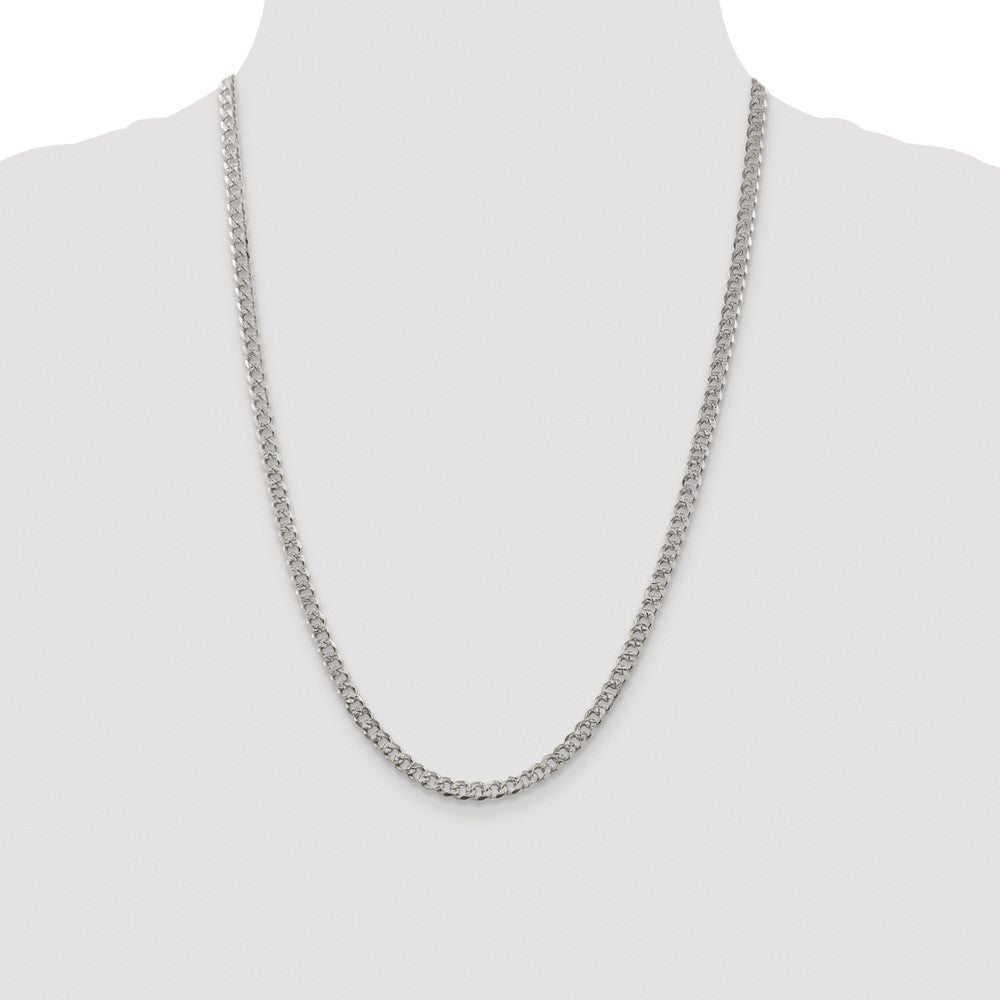 Sterling Silver Rhodium-plated 4.5mm Pav‚ Curb Chain