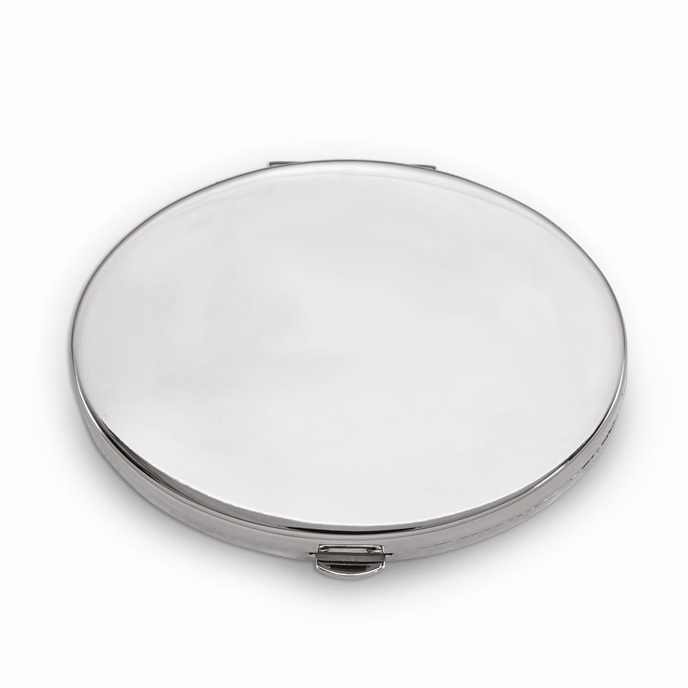 Engravable Silver-tone 2-Section Oval Pillbox with Mirror QGM12423