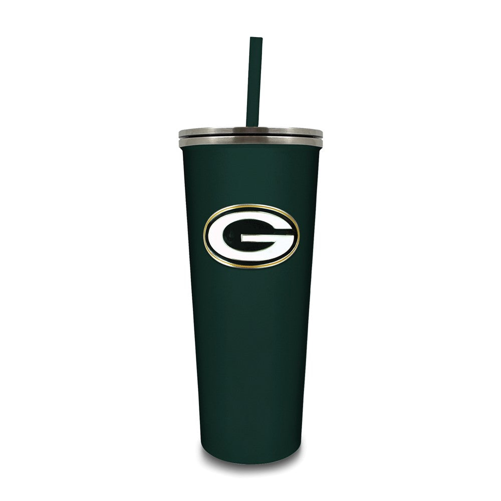 NFL Green Bay Packers Stainless Steel 24 ounce Skinny Tumbler with Emblem and Straw