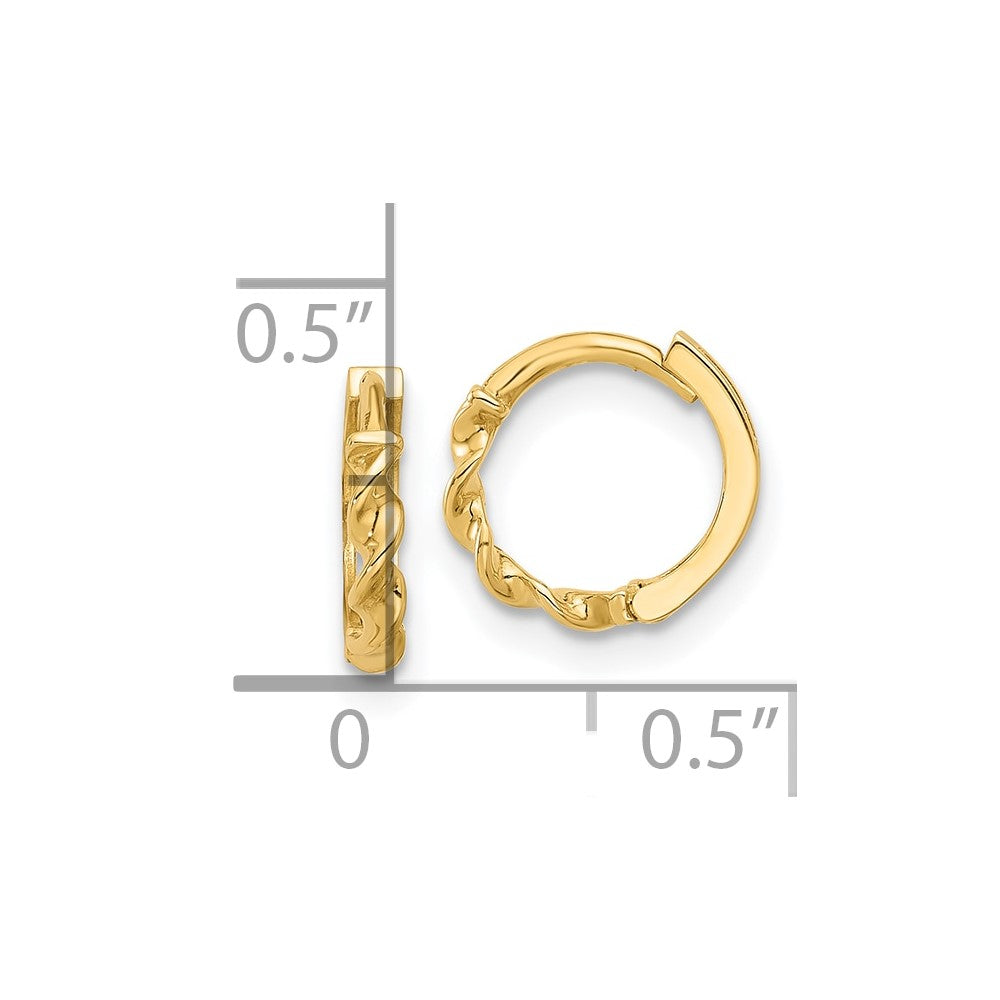 10K Polished Twisted Huggie Hoop Earrings
