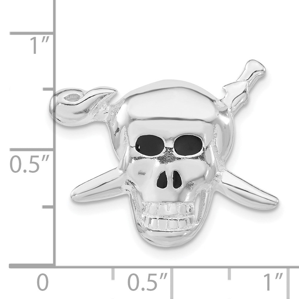Sterling Silver Enameled Skull with Cross Bones Pendant