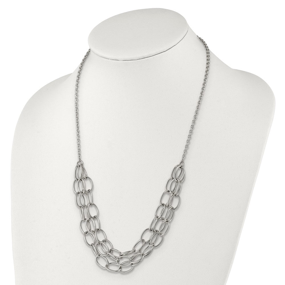 Stainless Steel Polished Multi Chain 20.5in w/1.75in ext Necklace