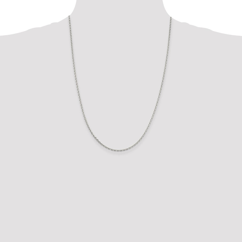 Sterling Silver 2mm Beveled Oval Cable Chain 24 Inches