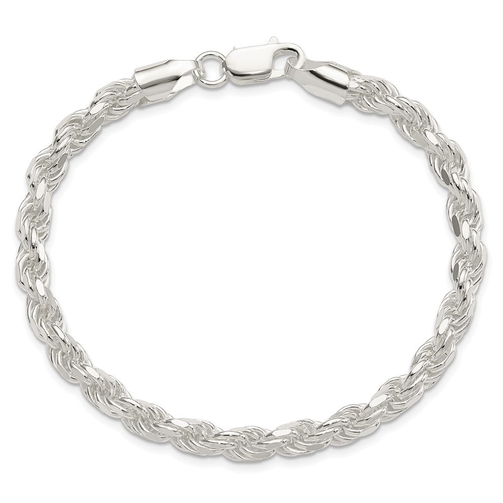 Sterling Silver 5.75mm Diamond-cut Rope Chain 8 inches