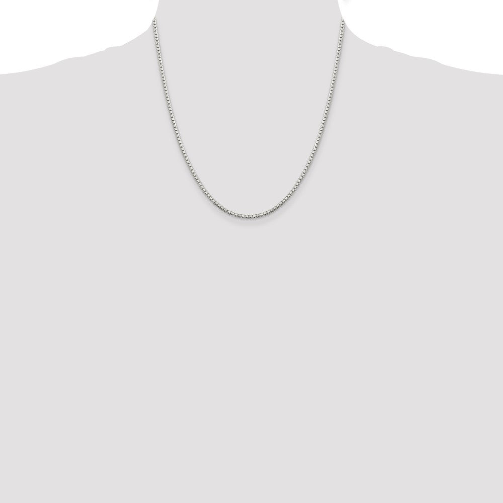 Sterling Silver 2mm 8 Sided Diamond-cut Box Chain 20 Inches