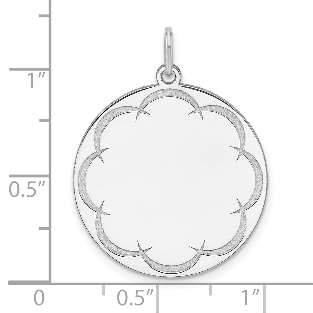 Sterling Silver Rhod-plated Eng. Rnd Polish Front/Back Disc Charm
