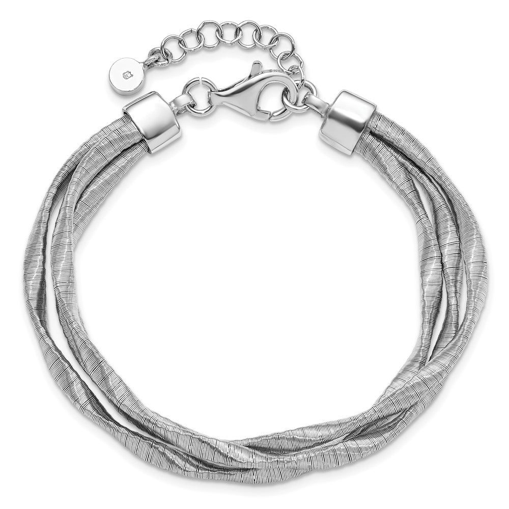 Sterling Silver Rhodium-plated 3-strand with 1in ext. Bracelet
