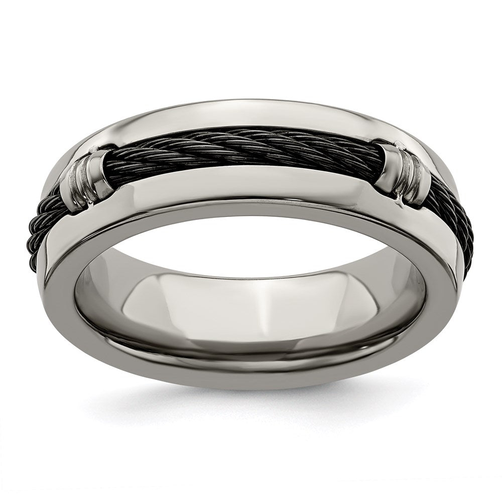 Edward Mirell Titanium & Cable Polished 7mm Band