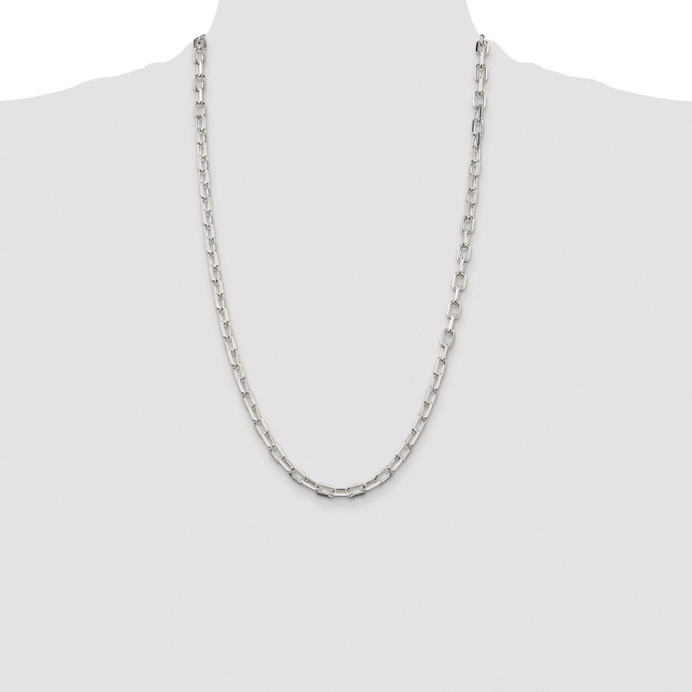 Sterling Silver Rhodium-plated 5.75mm Diamond-cut Long Link Cable Chain